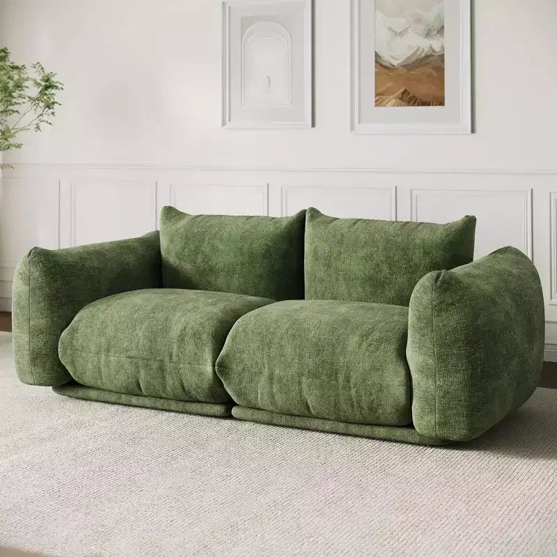 Canapé modulable deux places en tissu chenille, canapé nuage avec éponge haute résilience, canapé sans armature pour appartement, bureau