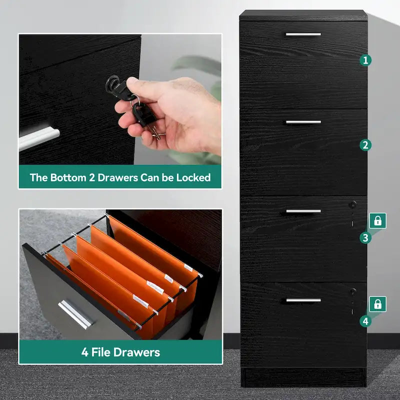 Moasis 51H 4 Drawers File Cabinet Lockable Vertical Storage Cabinet for Home Office
