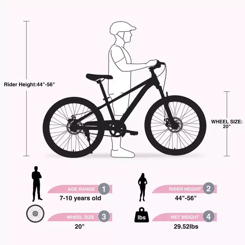Bicycles, 20 Inch Kids Road Hybrid Bike For 7-10 Years Old Toddlers Kids, Steel Commuter Bike, Single Speed Kids Beach Road City Bike For Boys Girls