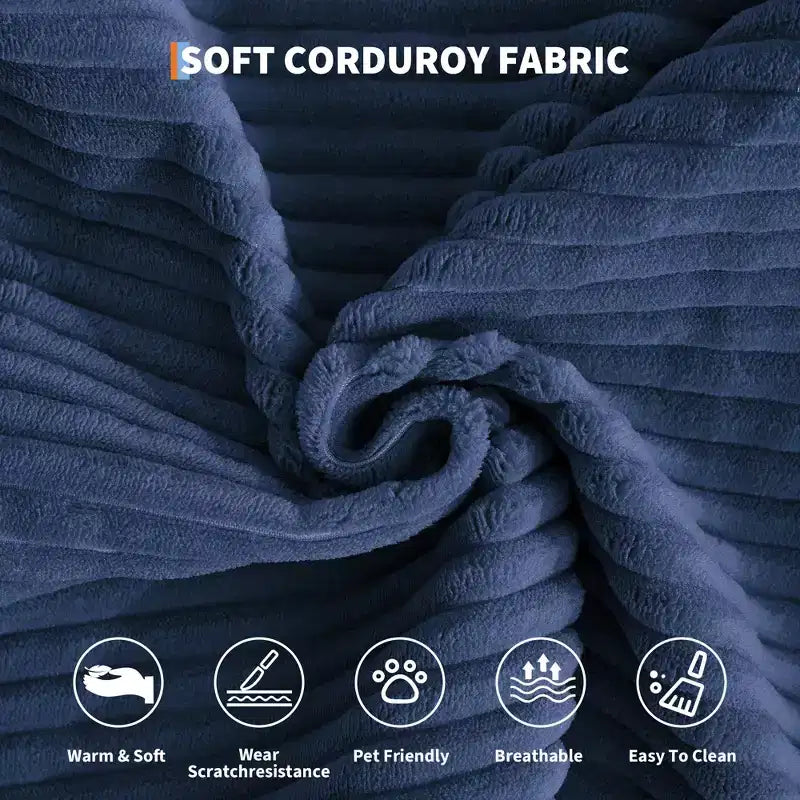 Modern 79 Corduroy Futon Sofa Bed for Small Spaces, 5-in-1 Convertible Sleeper Couch with Removable Armrests & Pillows