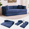 Modern 79 Corduroy Futon Sofa Bed for Small Spaces, 5-in-1 Convertible Sleeper Couch with Removable Armrests & Pillows