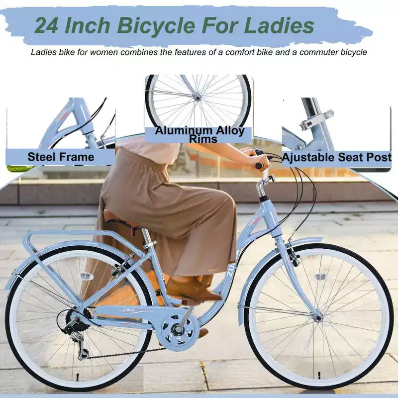 Vélo pour femme Zeus & Ruta de 24 pouces avec 7 vitesses et cadre en acier
