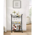 Bar Cart, Home Bar Serving Cart, Small Bar Cart with 3-Tier Shelf, Wine Holders, Glass Holders, Bar Cart, 15 x 23.6 x 36.2 Inches