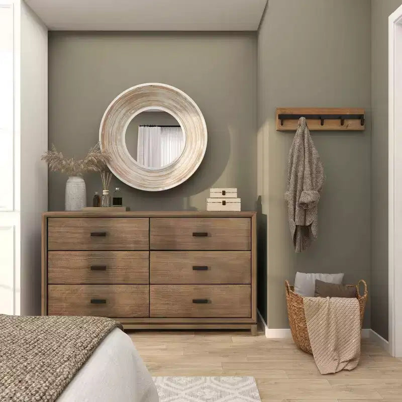 35x35 Wooden Wall Mirror with White Wash Effect Cream - Olivia & May: No Assembly, MDF Frame, Indoor Use