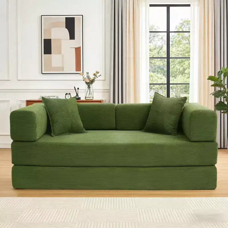 Dyonery 78Folding Sofa Bed Convertable Corduroy Couch King Size Floor Sleeper 4-in-1 DIY Combination Modular Sofa Fold Out Comfy sofa.