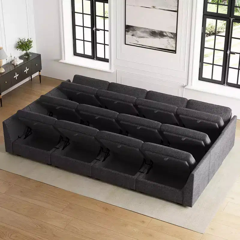 Belffin Chenille Ottoman Module - Modular Storage Footrest with Skin-Friendly Fabric & Quick-Install Design