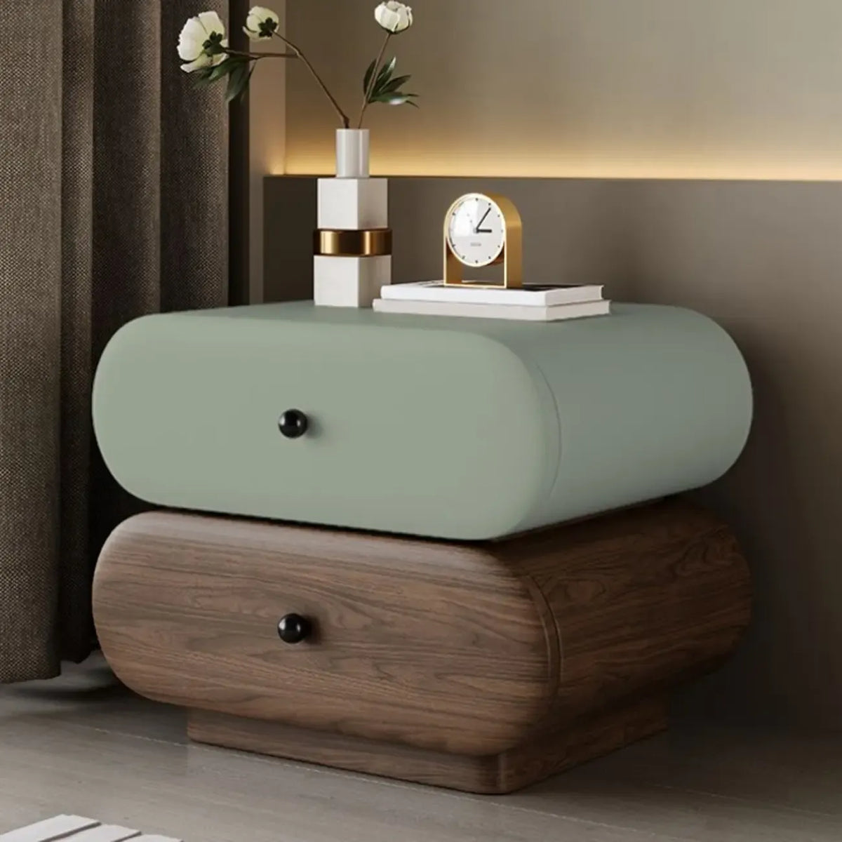 Modern Two-Tone Bedside Table with Storage Drawers