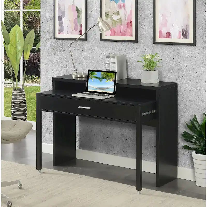 Convenience Concepts Newport JB Console/Sliding Desk with Drawer and Riser