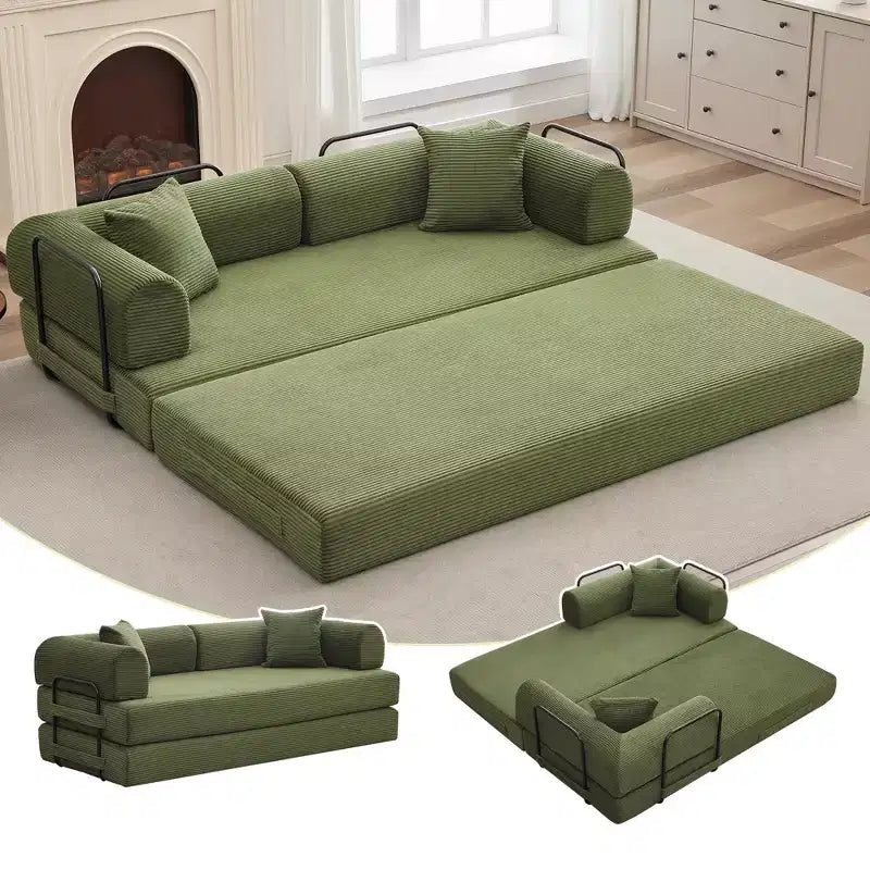 Acekool Convertible Sleeper Sofa Bed Floor Couch with Deep Seat and Corduroy Comfort