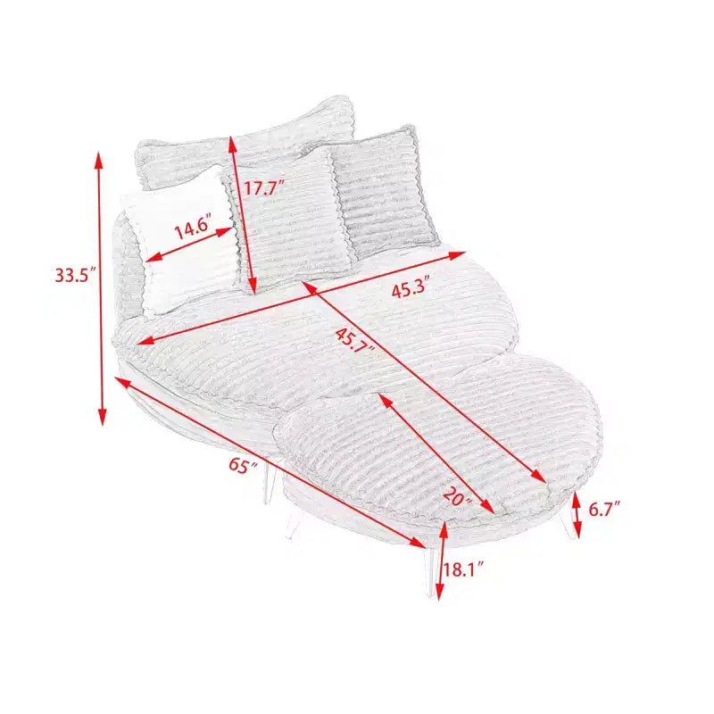 Modern Accent Chair with Ottoman, Upholstered Oversized Single Sofa Couch, Deep Seat Lounge Chair with Footrest for Bedroom Living Room Office