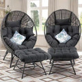 FINCATI Indoor Eggs Chair, 440 lbs Egg Chair Outdoor, Oversized Egg Chair with Ottoman, Luxury Cozy Egg Chair with Foot Rest