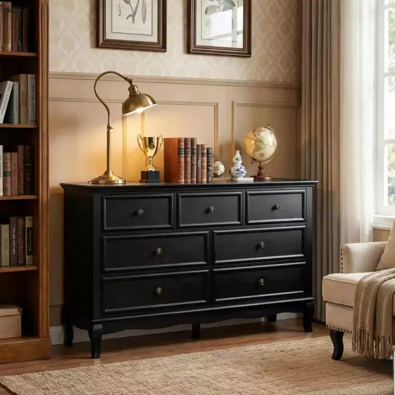 7 Drawer Dresser with Solid Wood Legs