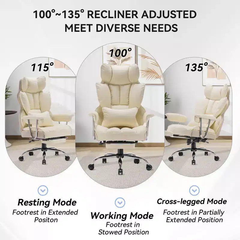 Efomao Ergonomic Desk Office Chair 400LBS, Big and Tall PU Leather Computer Chair, Executive Desk Chair with Footrest and Lumbar Support