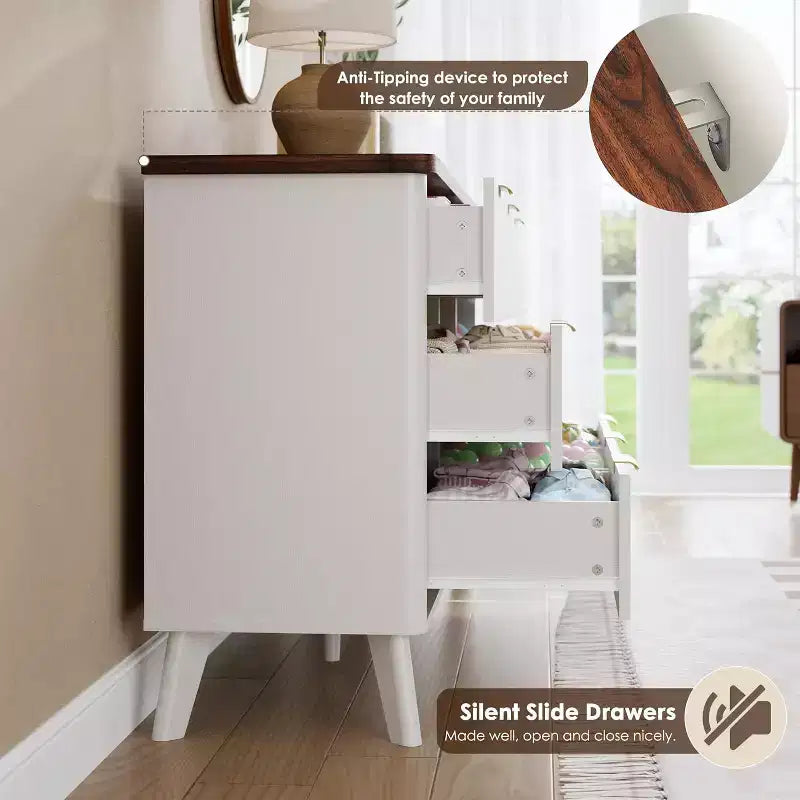 Fluted 9-Drawer Dresser, 60.6 Wide Wood Chest of Drawers with Deep Storage, for Bedroom, Living Room, or Hallway Use