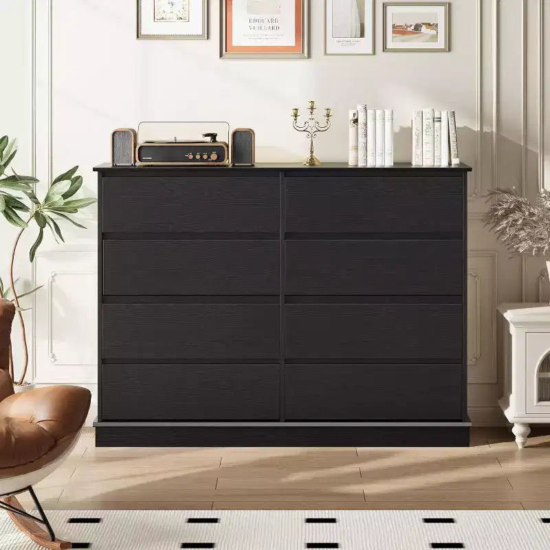 8-Drawer Storage Cabinet, Chest of Drawers with Deep Drawers, Large Wide-Top Closet for Living Room, Hallway, Childrens Room