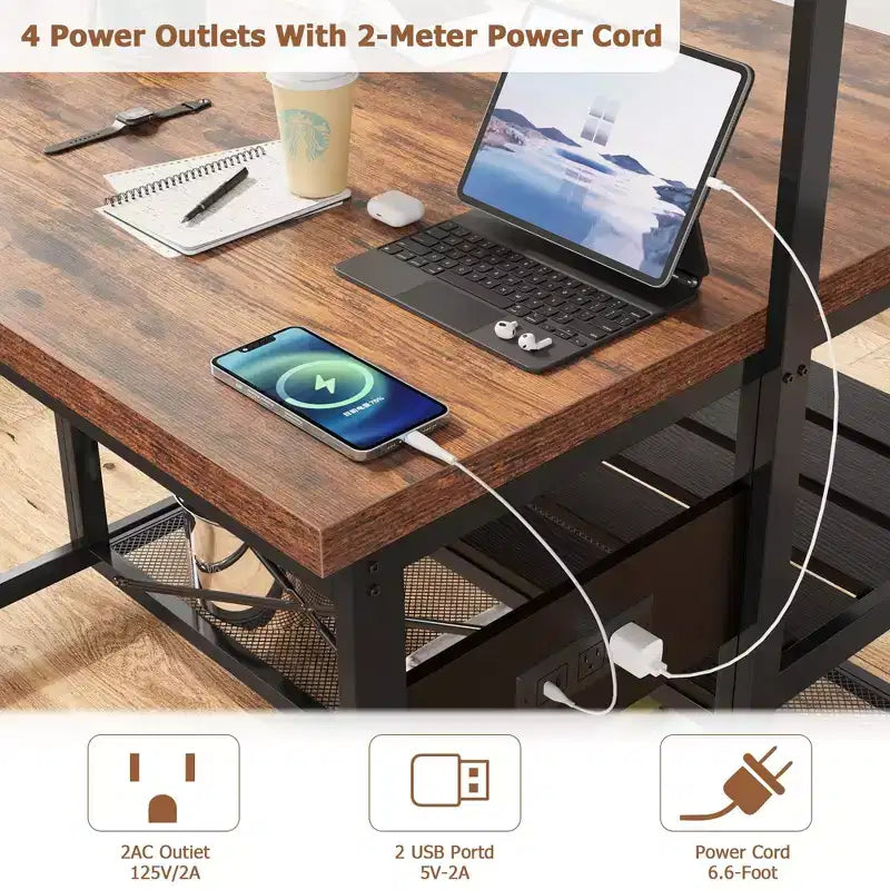 Îlot de cuisine avec rangement, étagère de boulanger, table d'îlot pour cuisine, étagère de micro-ondes à 3 niveaux, grande table de bar à café, étagère de rangement, 5 crochets