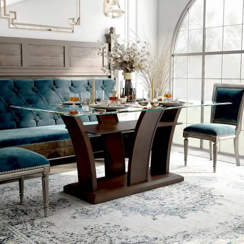 Bind Contemporary Solid Wood Open-Shelf 7-Piece Dining Table Set by Furniture of America