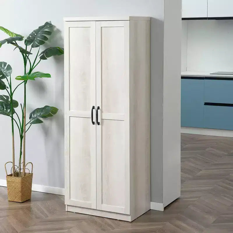 63 2-Door Kitchen Pantry, Freestanding Storage Cabinet with 5-tier Shelving and 2 Adjustable Shelves for Dining Room