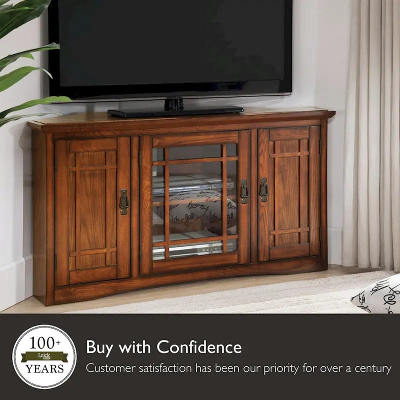 Leick Home Solid Wood Mission Corner TV Stand