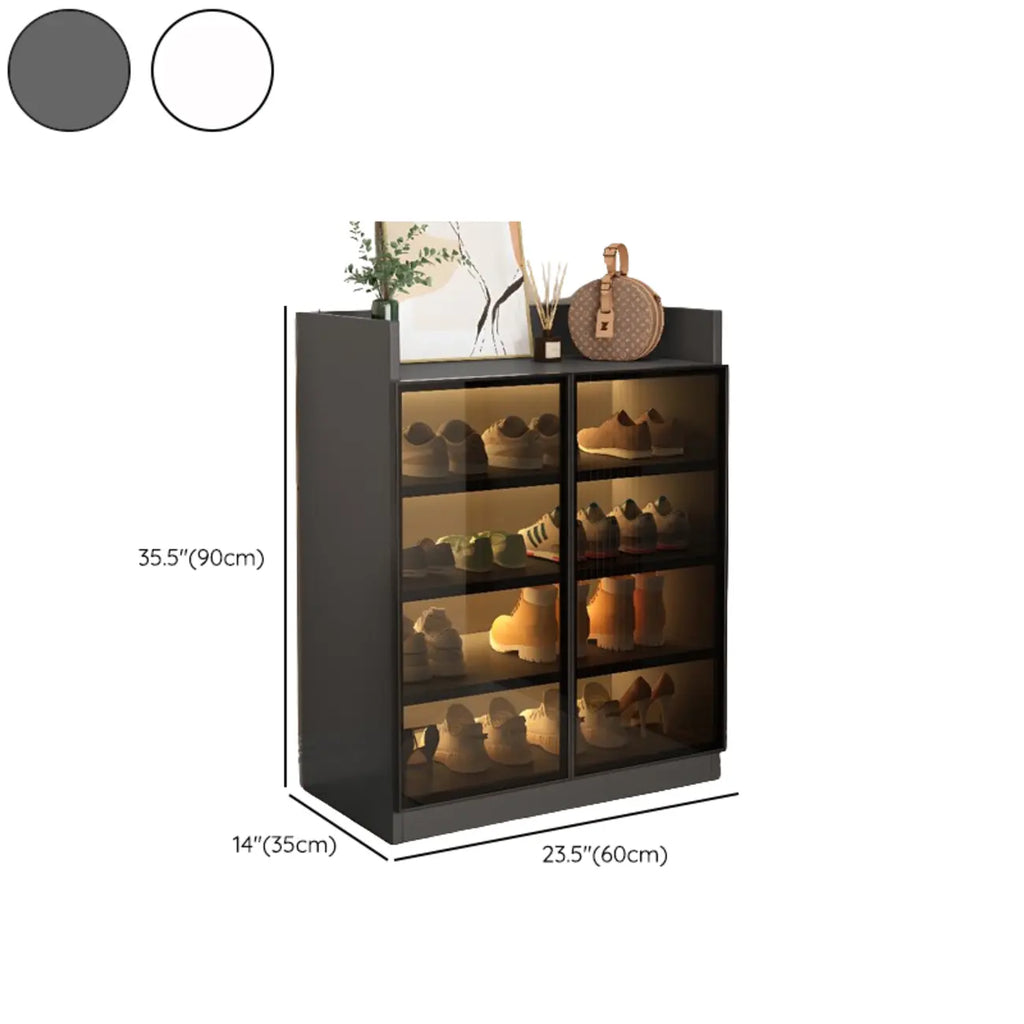 Led-lit Shoe Cabinet with Adjustable Shelves Transparent Doors