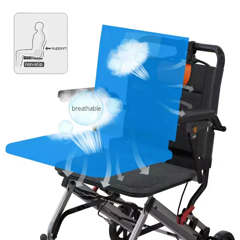 Ultra Lightweight Elderly Transport Wheelchair Portable Lightweight Folding Transport Chair, with Locking Handbrake, Removable Flip Armrests