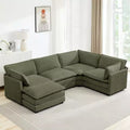 Modern 113.4D*79.13W Oversized Corduroy Modular 5-Seat Sectional Sofa Set with Ottoman U Shaped Sofa Couch with Corner Sofa,HYLEORY