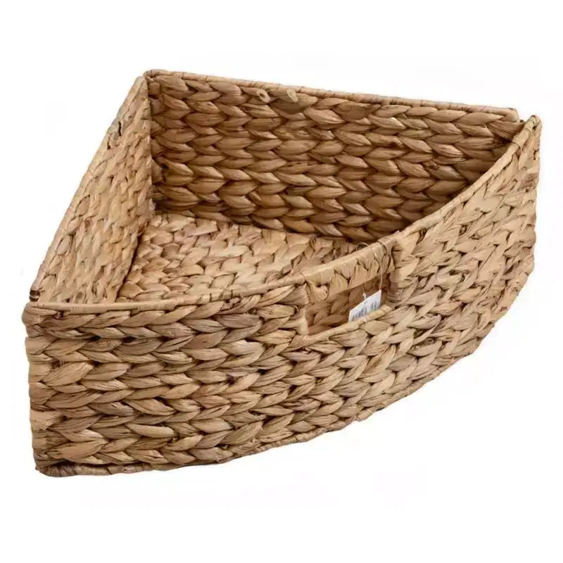 eHemco Hampton Meadows 4 Tier X-Side Corner Storage End Table with 4 Wicker Baskets