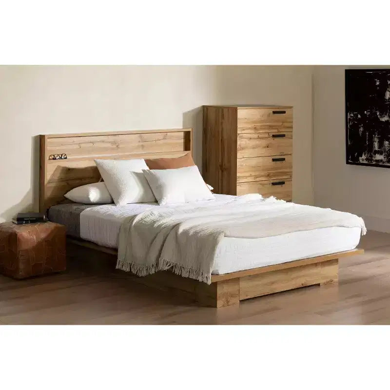 South Shore Full/Queen Platform Bed Nordik Oak