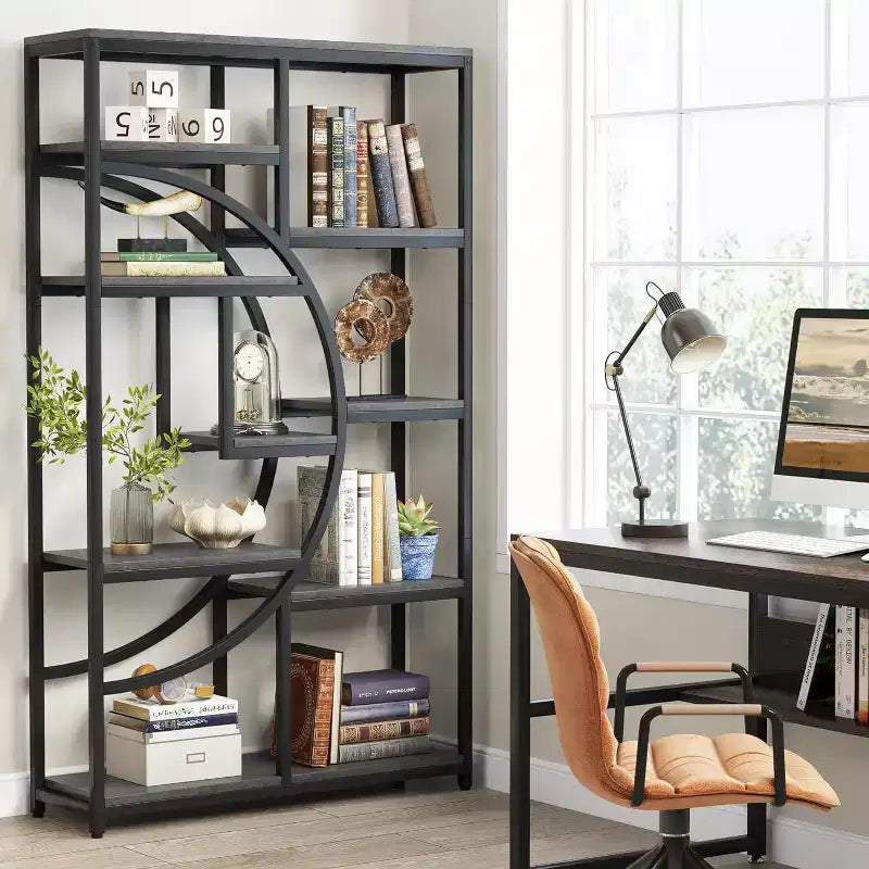 Lantine 5 Tier Bookshelf with 9-Open Storage Shelf