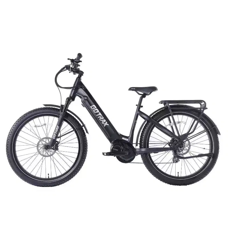 GOTRAX Adult MX1 Mid Drive 27.5 Step Through Electric Hybrid Bike - Black