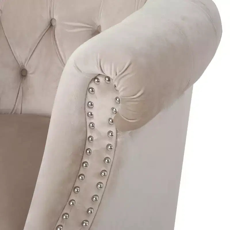 Contemporary Tufted Upholstered Club Chair with Nailhead Trim