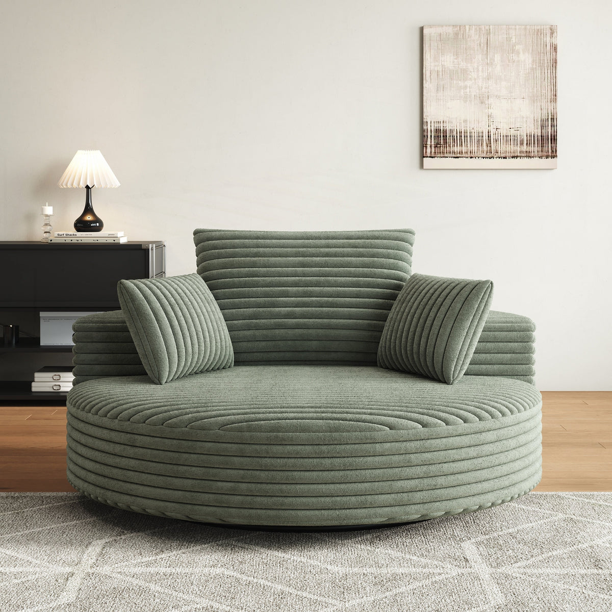 Corduroy Chenille Foam Single Swivel Chair