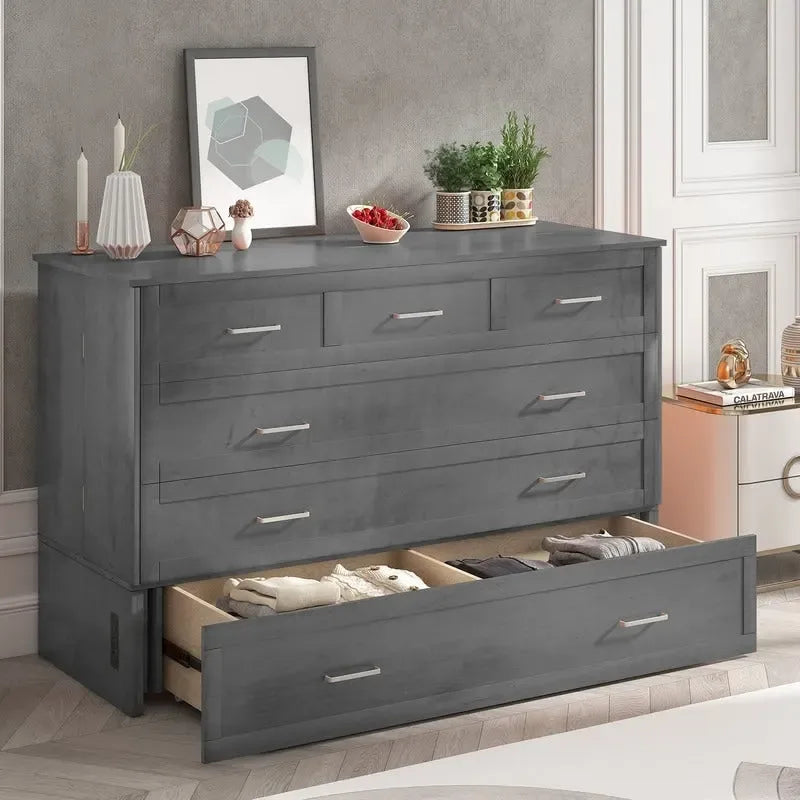 Mixoy Murphy Bed Cabinet Bed Chest with Mattress & Drawer