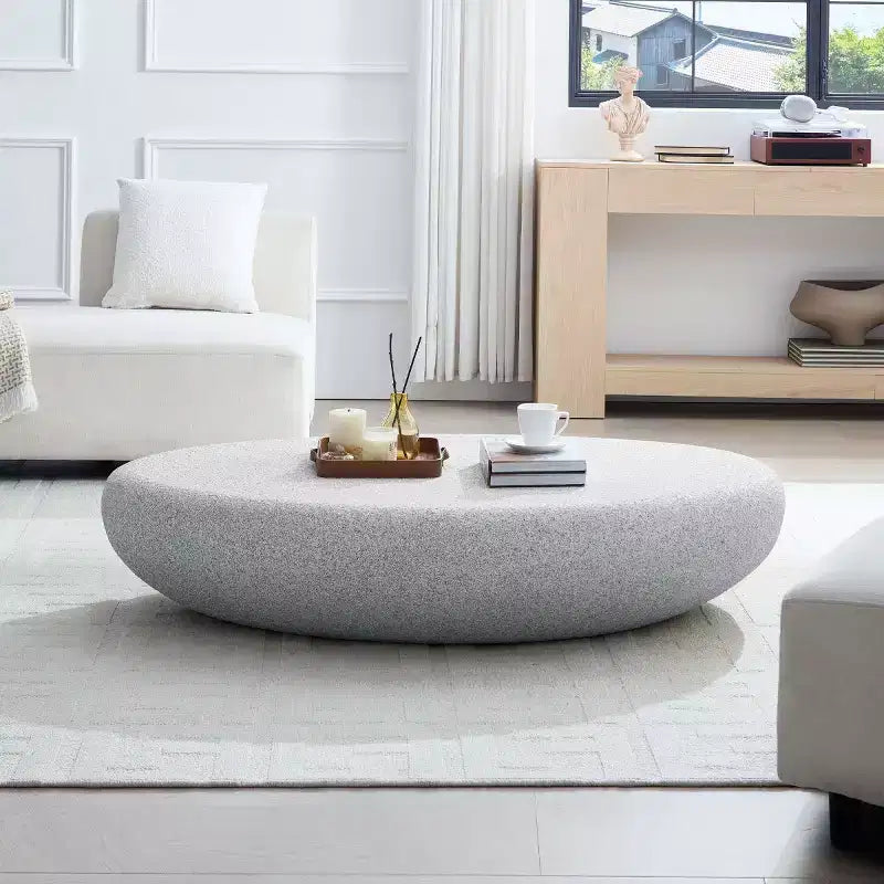 Table basse moderne en fibre de verre avec motif roches mates, table basse d'appoint irrégulière pour salon, bureau ou petits espaces - Panipeachy