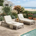Merax 5-Position Acacia Outdoor Chaise Lounge with Thick Cushions