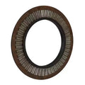 Wood Framed Sunburst Metal Mirror, Brown