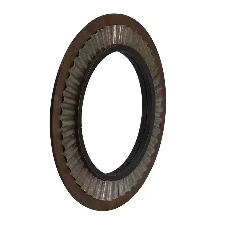 Wood Framed Sunburst Metal Mirror, Brown