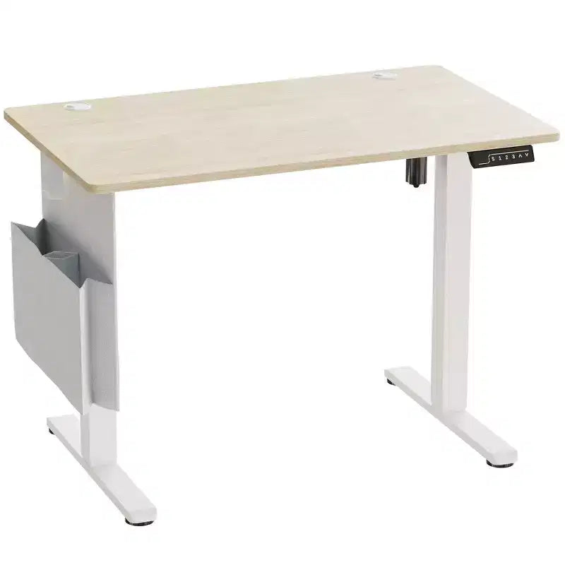 Bestier 55 Electric Standing Computer Desk with USB Port, Height Adjustable Simple Home Office Desk with Hooks & Side Bag, Sit to Stand workstation