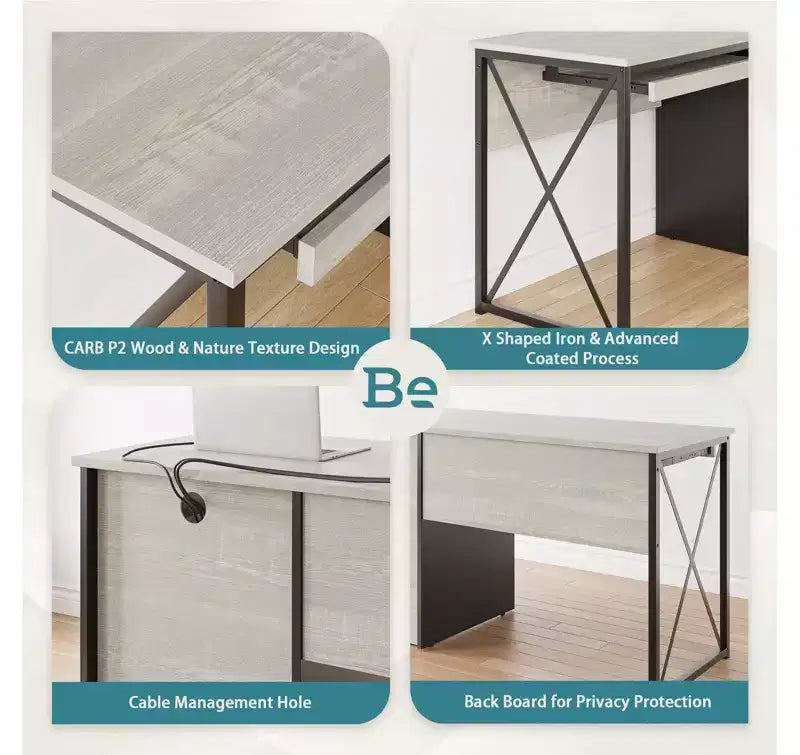 Bestier 55'' Office Desk with Keyboard Tray&File Drawers, Industrial Computer Desk with Storage, Wood Teacher Desk for Home Office