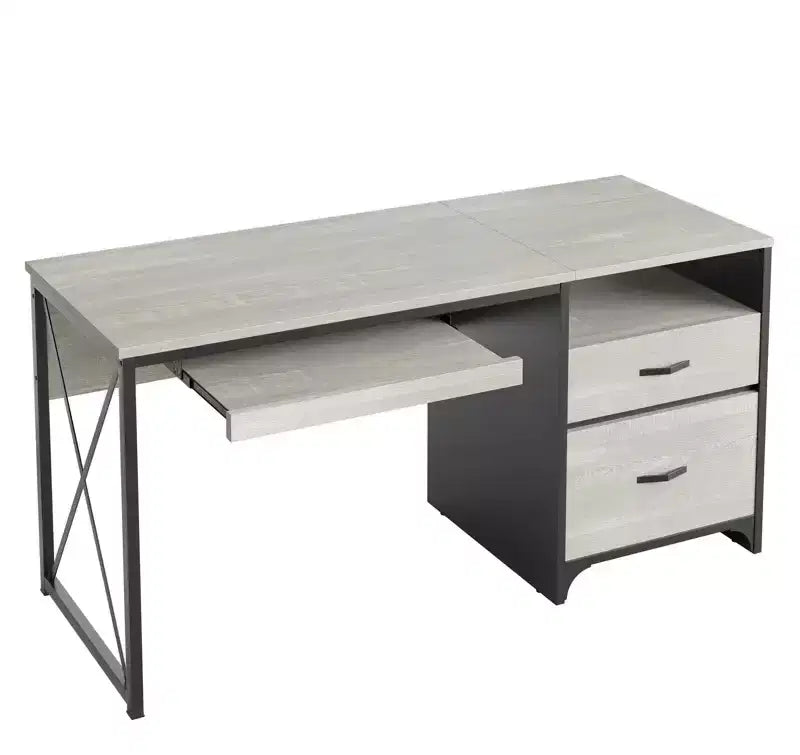 Bestier 55'' Office Desk with Keyboard Tray&File Drawers, Industrial Computer Desk with Storage, Wood Teacher Desk for Home Office