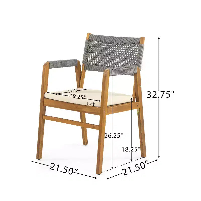 Christopher Knight Home Quinn 7 Pieces Patio Slat Design Acacia Upholstered Dining Set