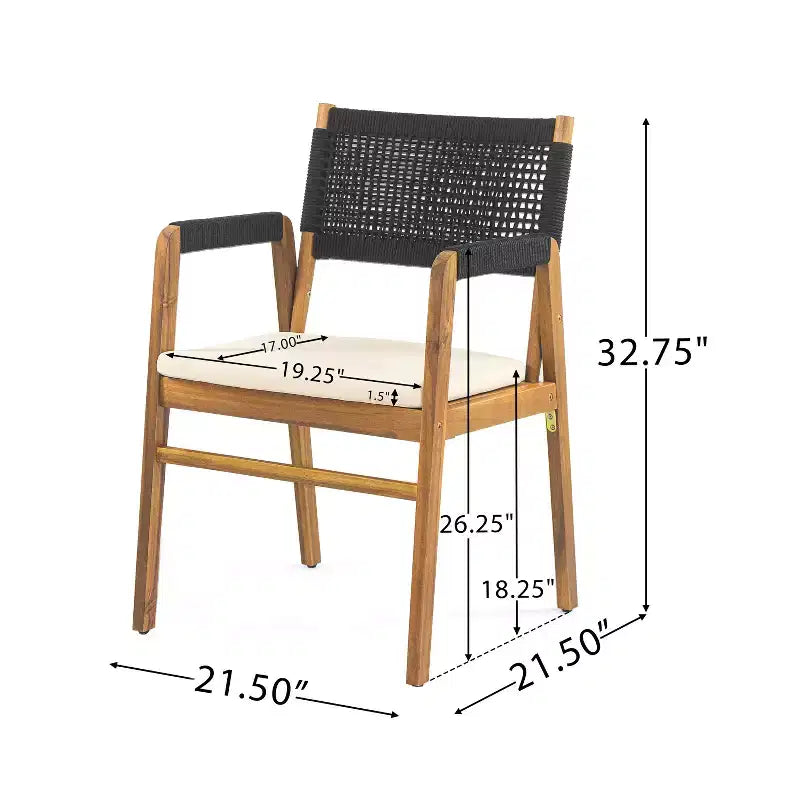 Christopher Knight Home Quinn 7 Pieces Patio Slat Design Acacia Upholstered Dining Set