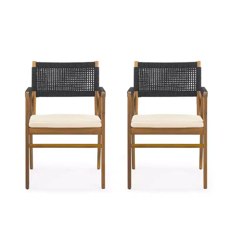 Christopher Knight Home Quinn 7 Pieces Patio Slat Design Acacia Upholstered Dining Set