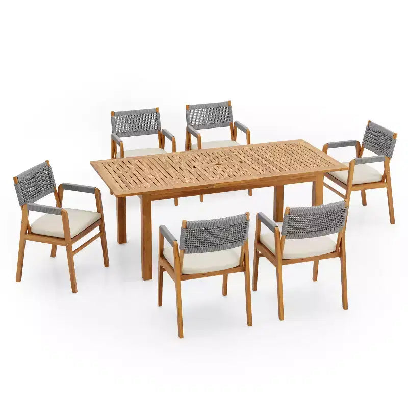 Christopher Knight Home Maria 7 Pieces Rustic Patio Acacia Expandable Dining Set