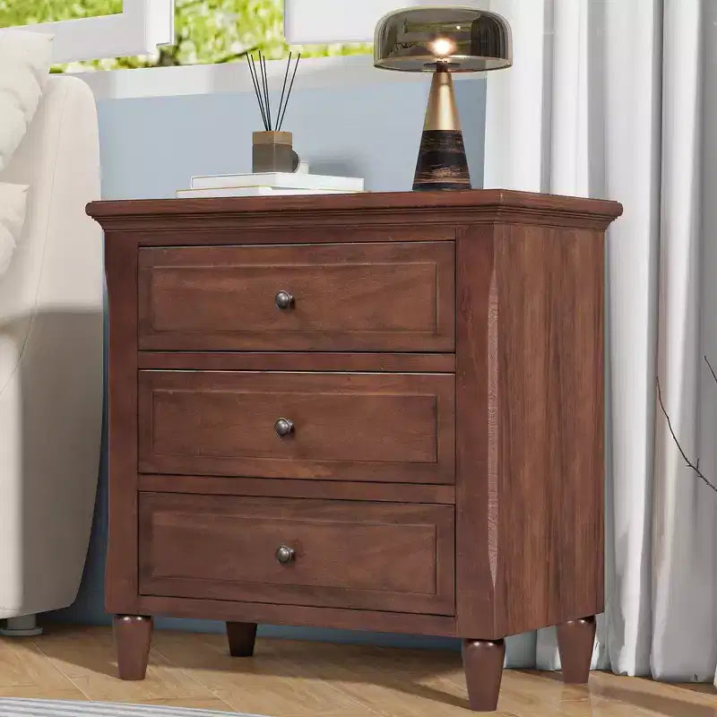 Whisen 28 Modern Minimalist 3-Drawer Nightstand Storage Wood Cabinet Sofa Side Table