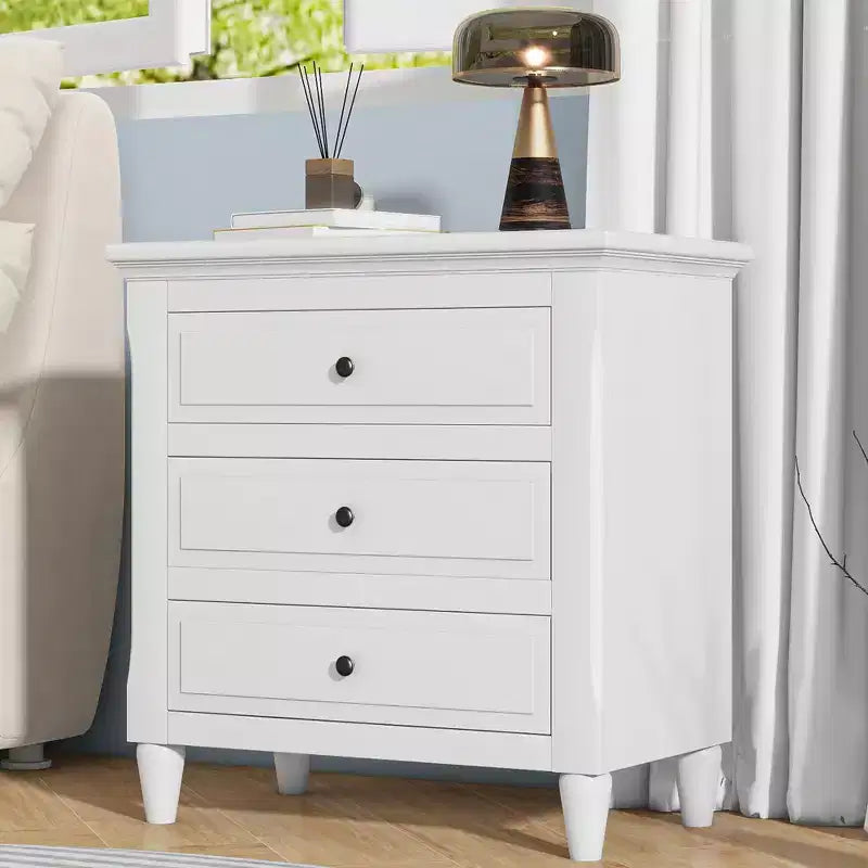 Whisen 28 Modern Minimalist 3-Drawer Nightstand Storage Wood Cabinet Sofa Side Table
