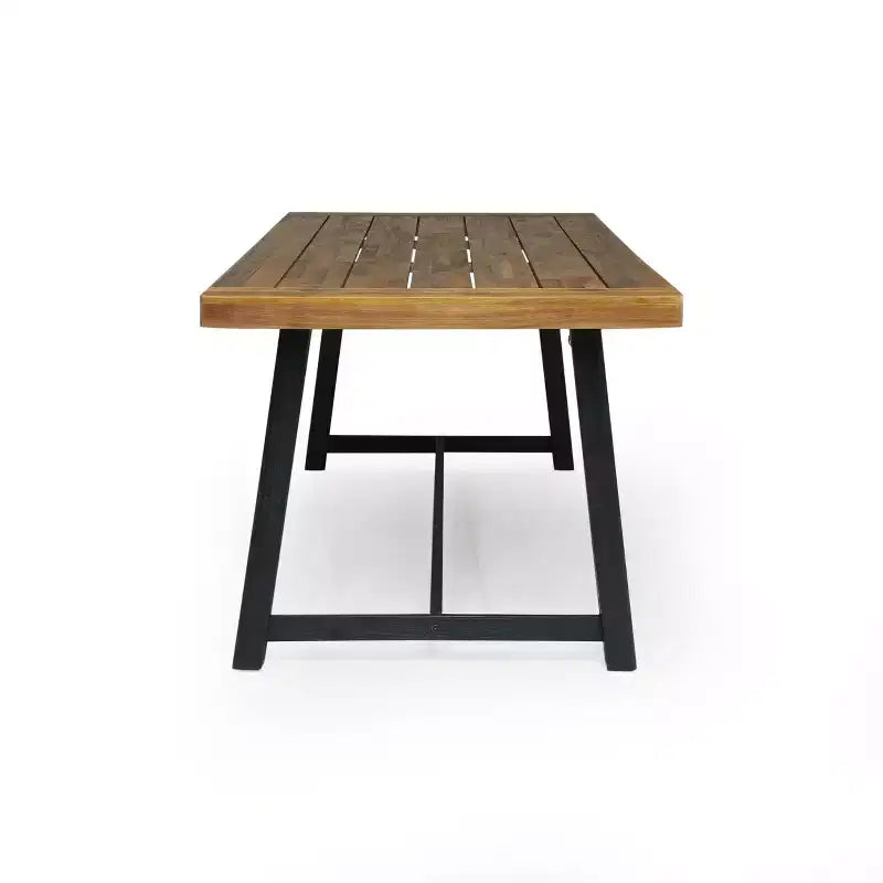 Christopher Knight Home Marley 7 Pieces Patio Modern Acacia Wood and Polypropylene Dining Set, Teak/Black