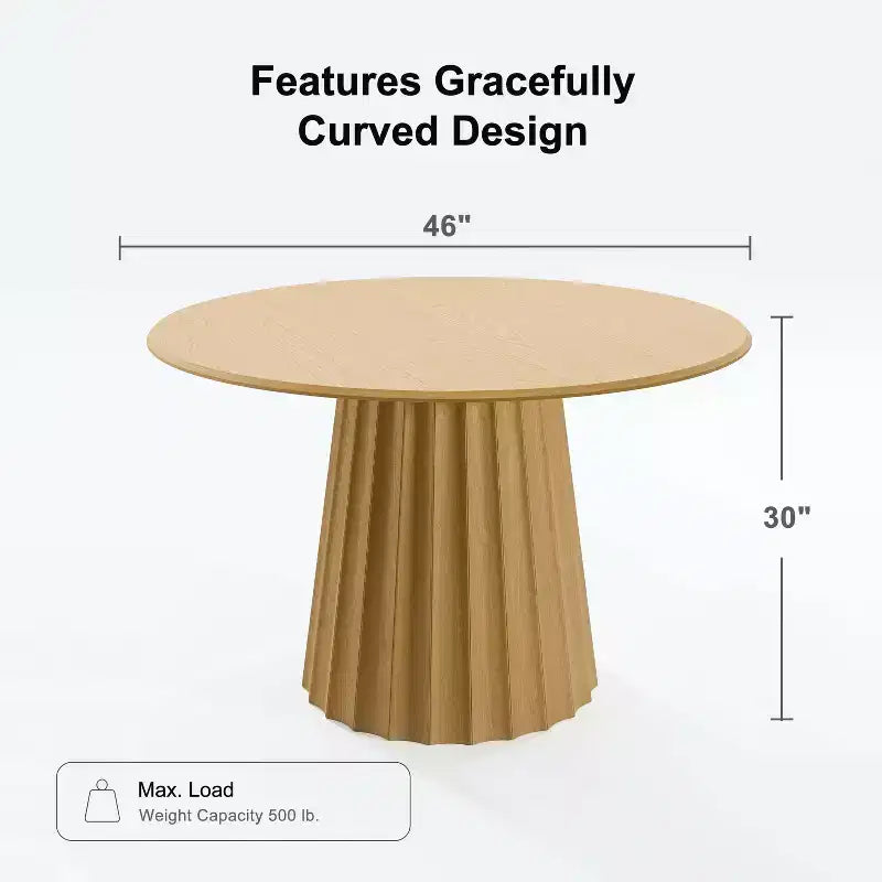 PexFix 46 Round Solid Wood Dining Table Kitchen Tables