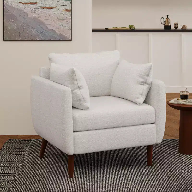 GDFStudio Viewland Contemporary Fabric Upholstered Club Chair with Accent Pillows
