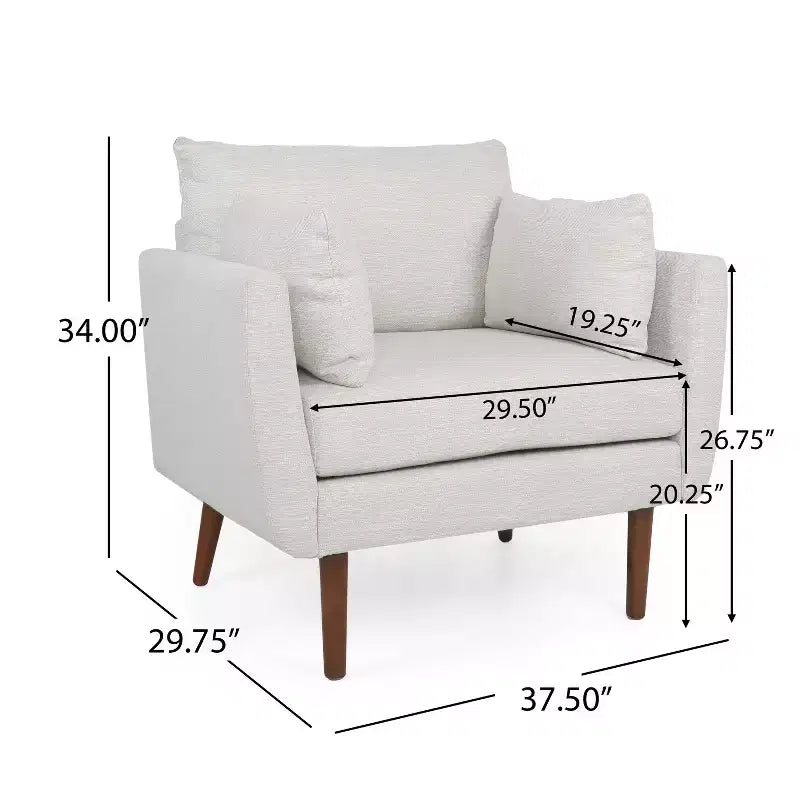 GDFStudio Viewland Contemporary Fabric Upholstered Club Chair with Accent Pillows